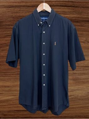 Ralph Lauren Blake 100% Cotton Vintage Short Sleeve Button Down Shirt. Large
